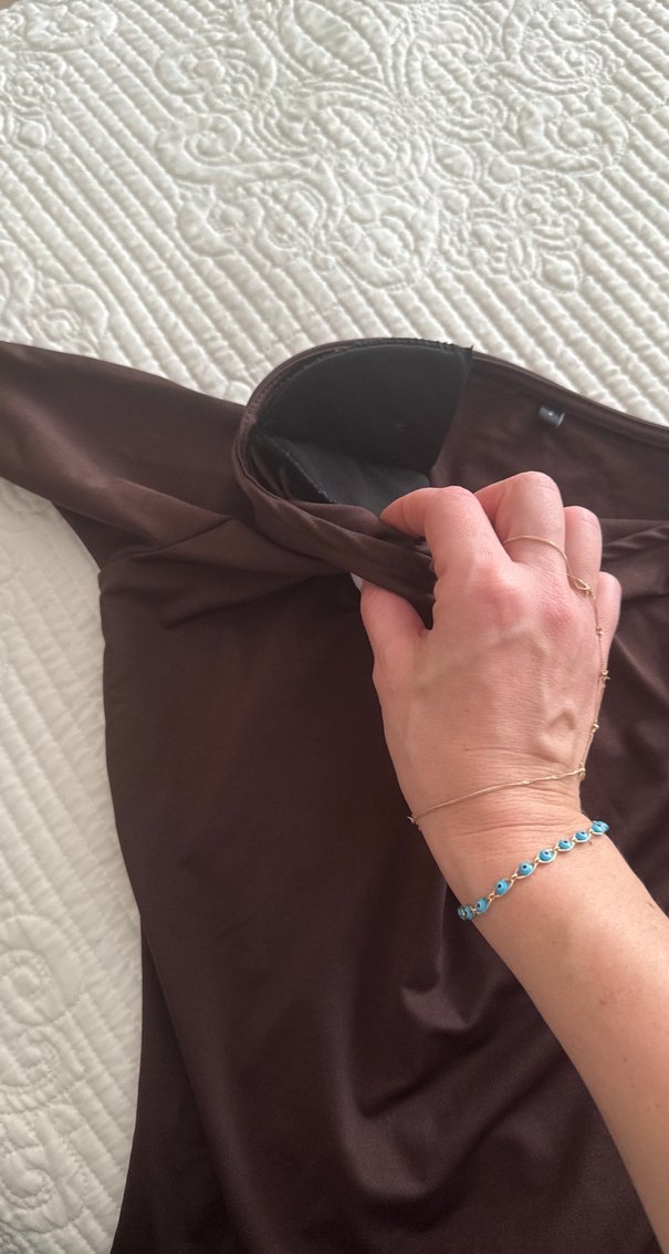 Kahverengi  tek omuz Kadın Bluz - Görsel 4