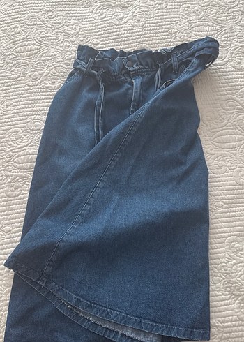 Koton denim Bel Detaylı Midi Kot Etek - Görsel 5