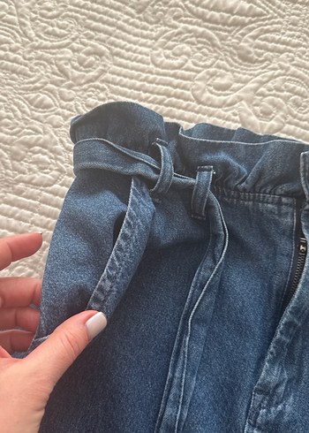 Koton denim Bel Detaylı Midi Kot Etek - Görsel 2