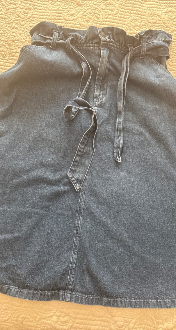 Koton denim Bel Detaylı Midi Kot Etek - Görsel 4