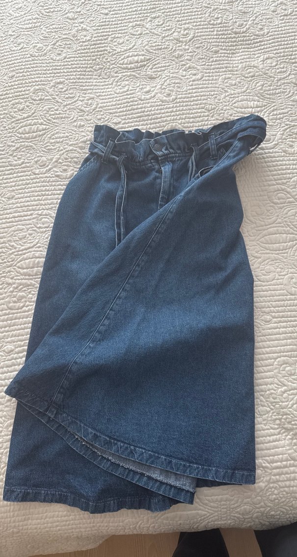 Koton denim Bel Detaylı Midi Kot Etek - Görsel 5