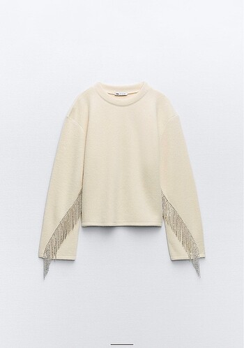 Zara Parlak Taşlı Yumuşak Kazak Sweat