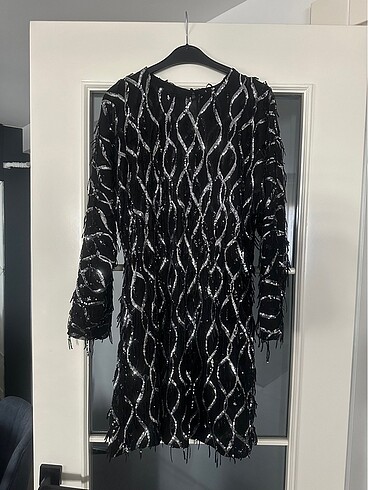 Zara Zara Payetli Püsküllü Elbise