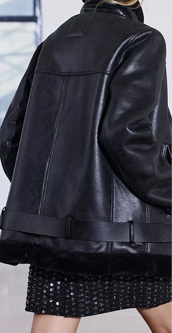 s Beden Zara Zw Collection 2025 Çift Yüzlü Biker Ceket