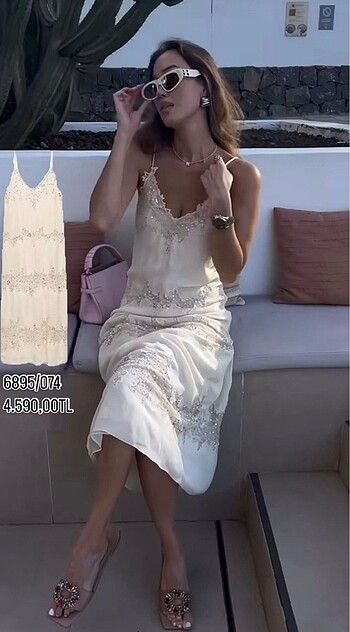 xs Beden Zara Dantel İşlemeli Payetli Pullu Elbise
