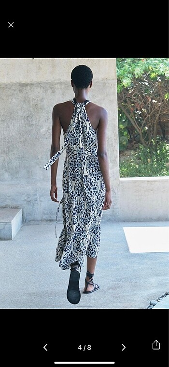l Beden mavi Renk Zara Zw Collection Halter Yaka Elbise