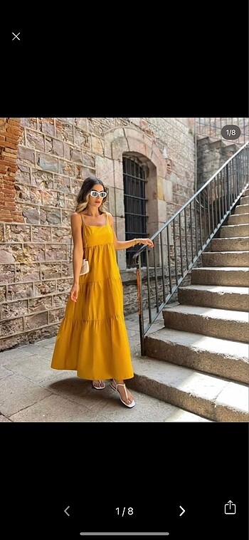 Zara Pamuklu Uzun Elbise