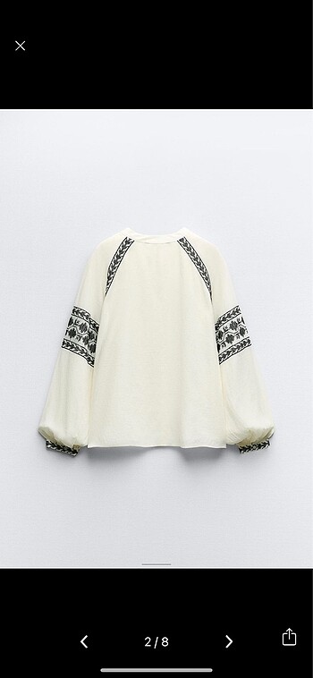 xl Beden Zara İşlemeli Bluz