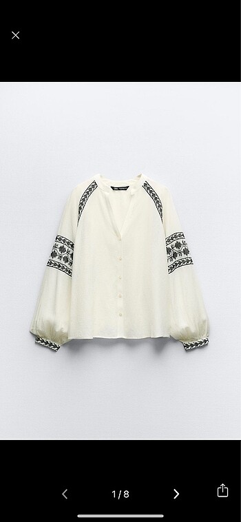 xl Beden beyaz Renk Zara İşlemeli Bluz