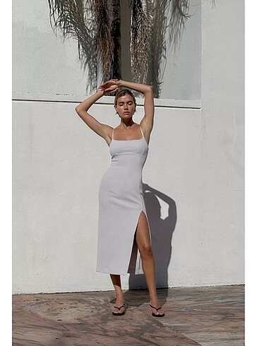 Zara Zara Askılı Yırtmaçlı Elbise