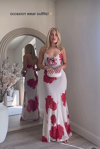 Zara Desenli Uzun Elbise