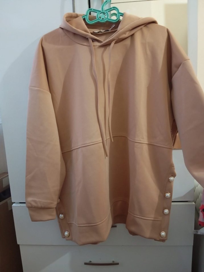 Bej Kapüşonlu Rahat Sweatshirt alt üst takım — görsel 5/8