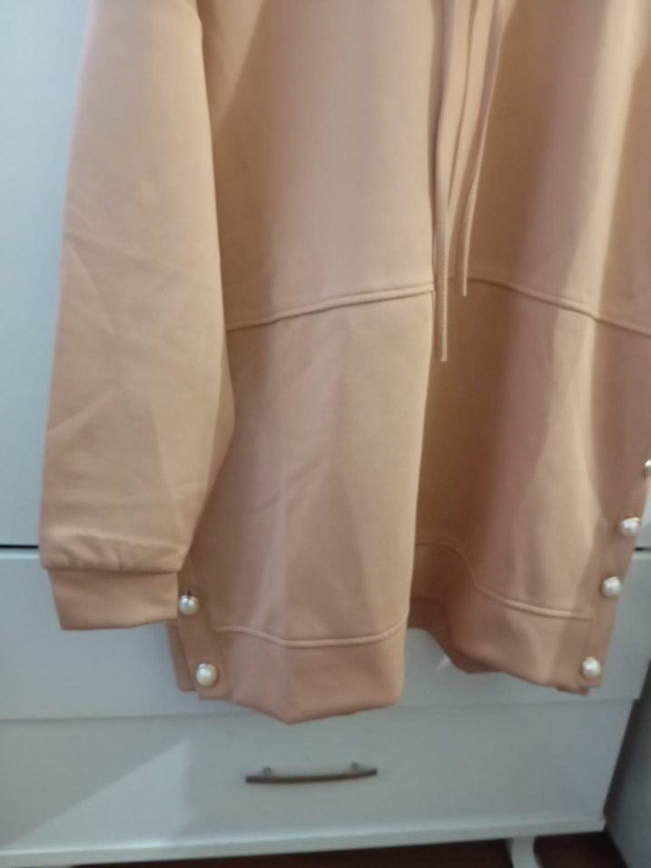Bej Kapüşonlu Rahat Sweatshirt alt üst takım — görsel 2/8