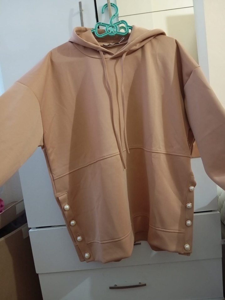 Bej Kapüşonlu Rahat Sweatshirt alt üst takım — görsel 4/8