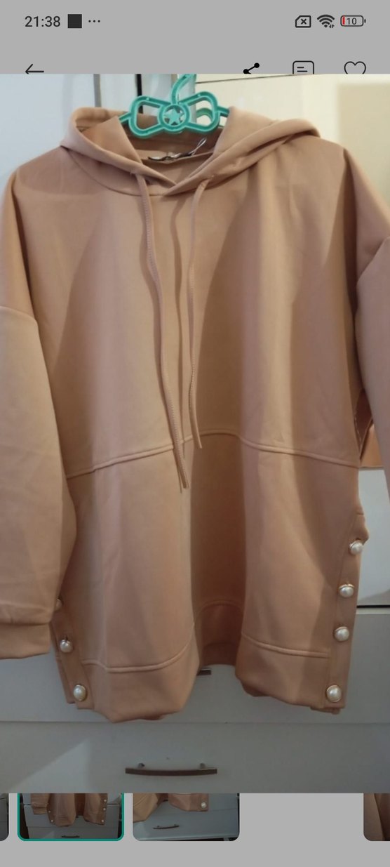 İnci Detaylı bej Kapüşonlu Sweatshirt — görsel 2/6