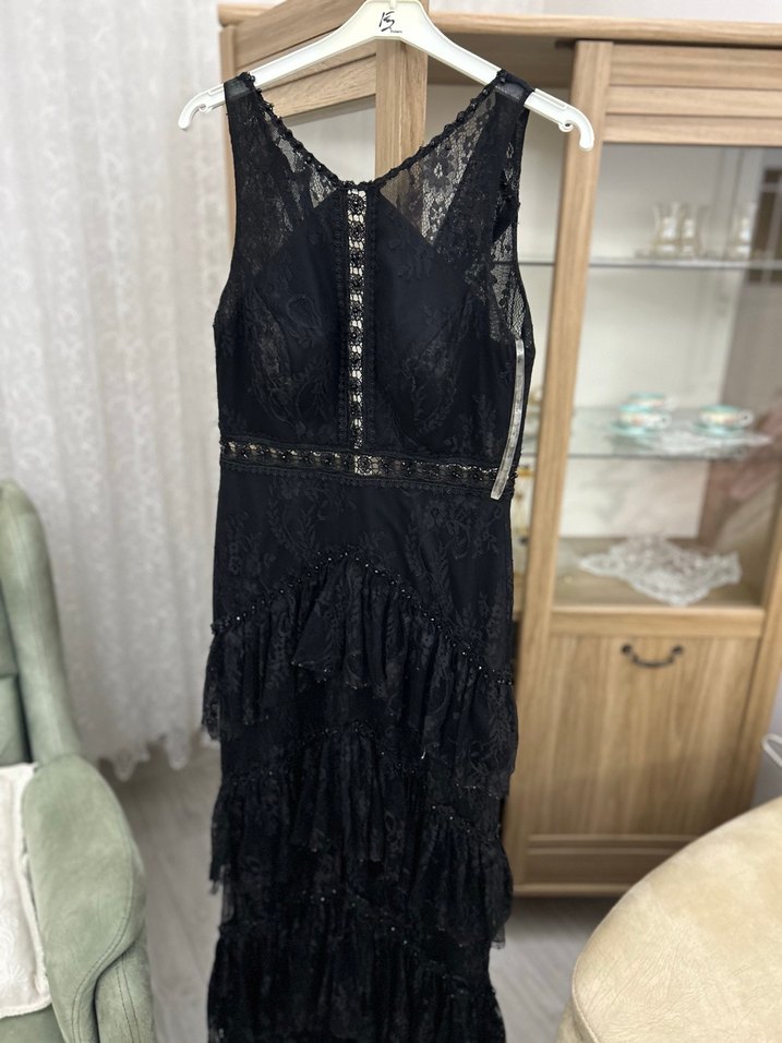 Siyah Dantel Kadın Elbise - Görsel 2