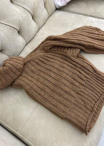 Bej Örgü Boğazlı Kadın Kazak - Görsel 2