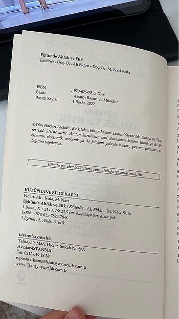 Eğitimde Ahlak ve Etik ( lisans yayıncılık )