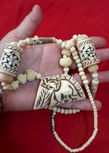 American Vintage Bohem Etnik Desenli Uzun Boncuklu Kolye