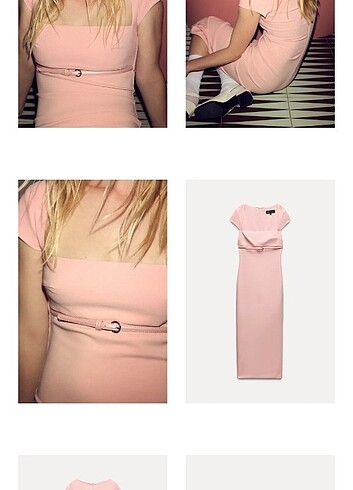 Zara Zara kemerli midi elbise