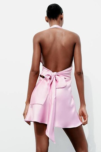 Zara Zara fiyonklu saten elbise