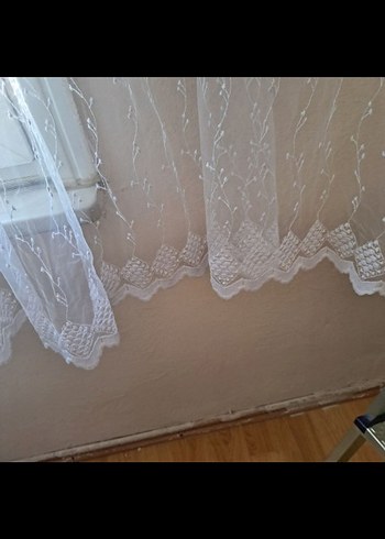 İşlemeli Beyaz Tül Perde - Görsel 5