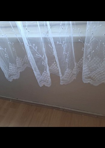 İşlemeli Beyaz Tül Perde - Görsel 2