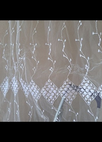 İşlemeli Beyaz Tül Perde - Görsel 7