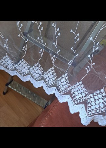 İşlemeli Beyaz Tül Perde - Görsel 4