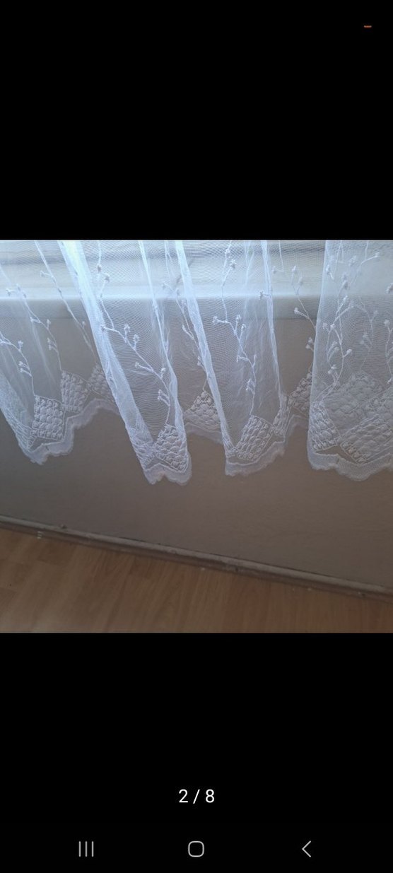 İşlemeli Beyaz Tül Perde - Görsel 2