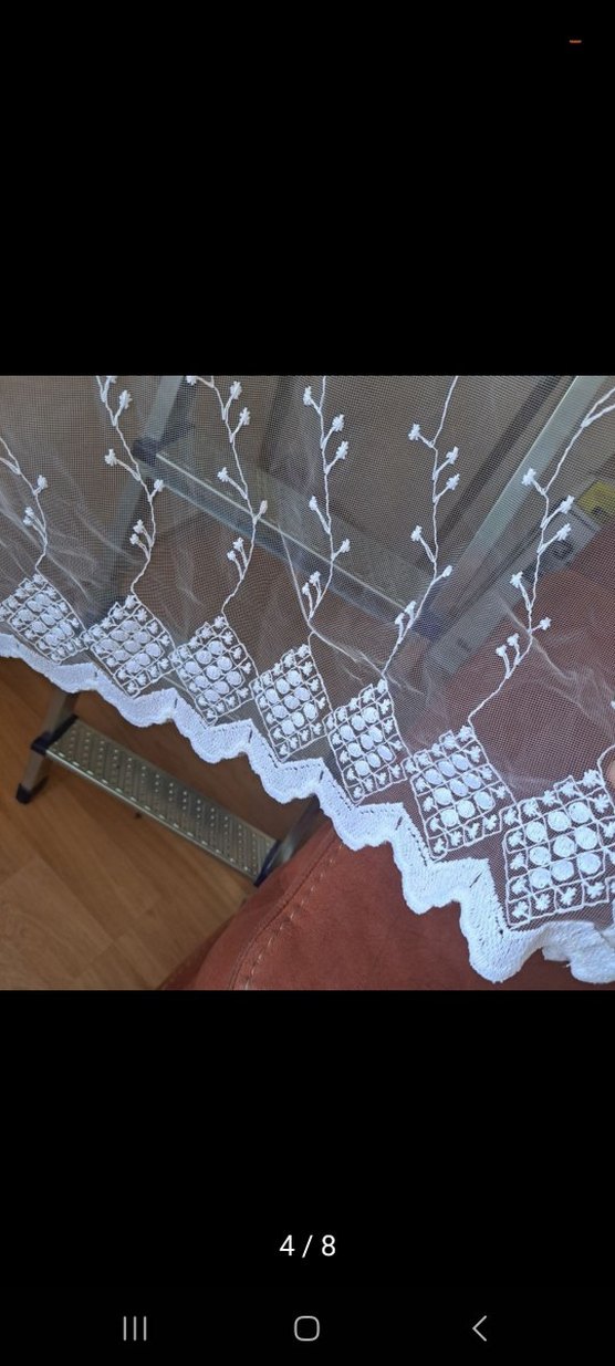İşlemeli Beyaz Tül Perde - Görsel 4
