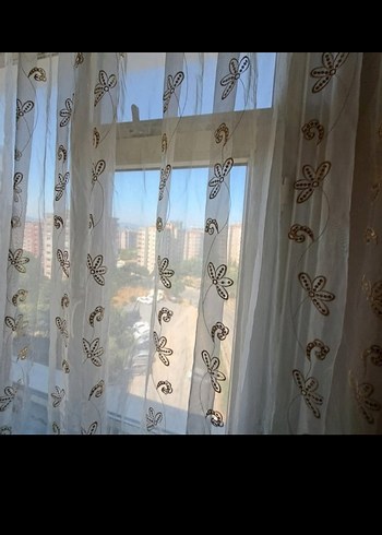 Nakışlı Beyaz Tül Perde - Görsel 4