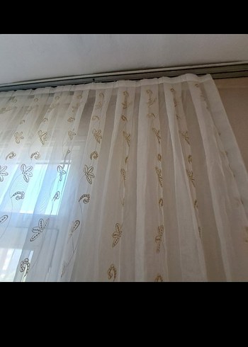 Nakışlı Beyaz Tül Perde - Görsel 5