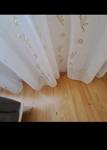Nakışlı Beyaz Tül Perde - Görsel 7