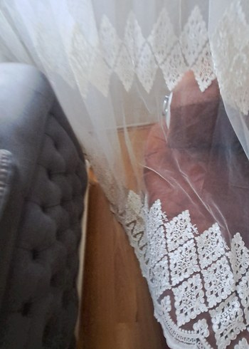 Nakışlı Beyaz Tül Perde - Görsel 9
