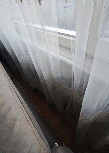 Nakışlı Beyaz Tül Perde - Görsel 14