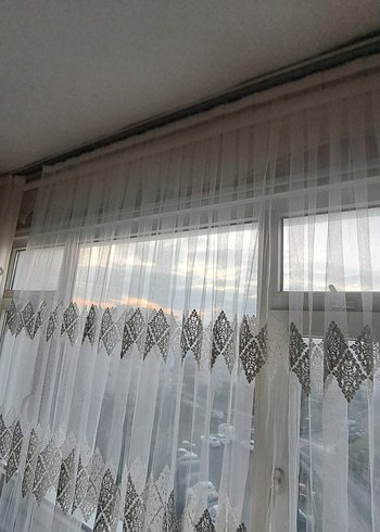 Nakışlı Beyaz Tül Perde - Görsel 12