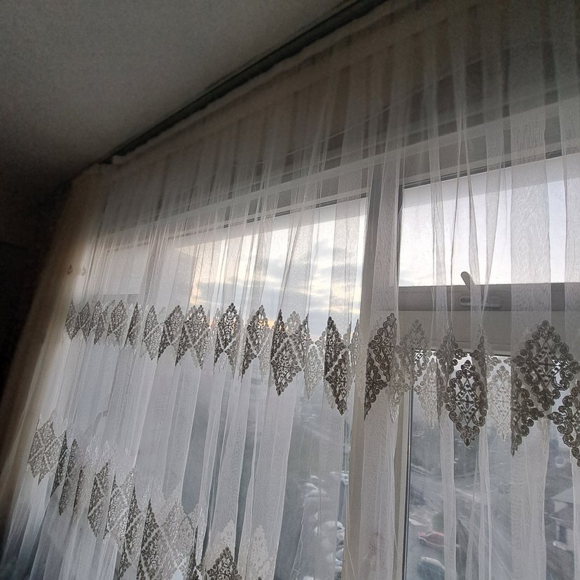 Nakışlı Beyaz Tül Perde - Görsel 3