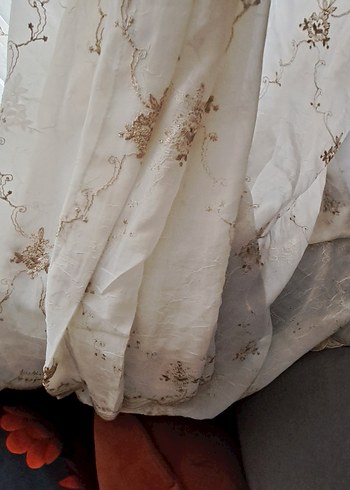 Bej Nakışlı Tül Perde - Görsel 8