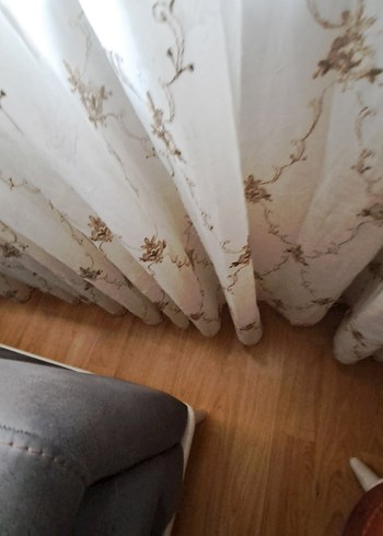 Bej Nakışlı Tül Perde - Görsel 6