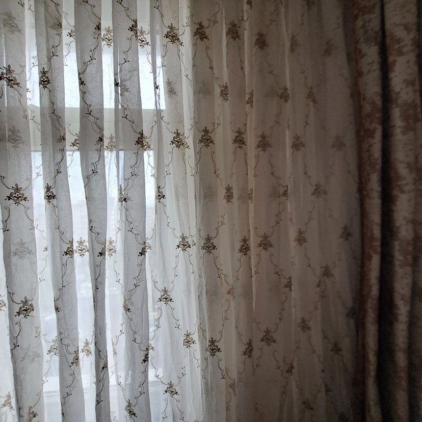 Bej Nakışlı Tül Perde - Görsel 4