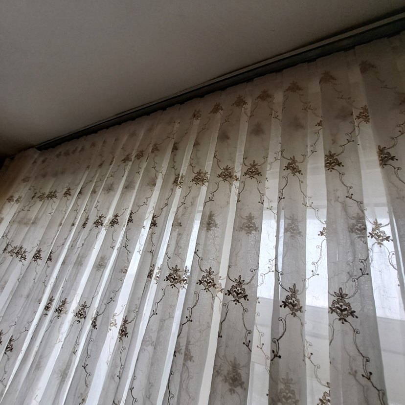 Bej Nakışlı Tül Perde - Görsel 3