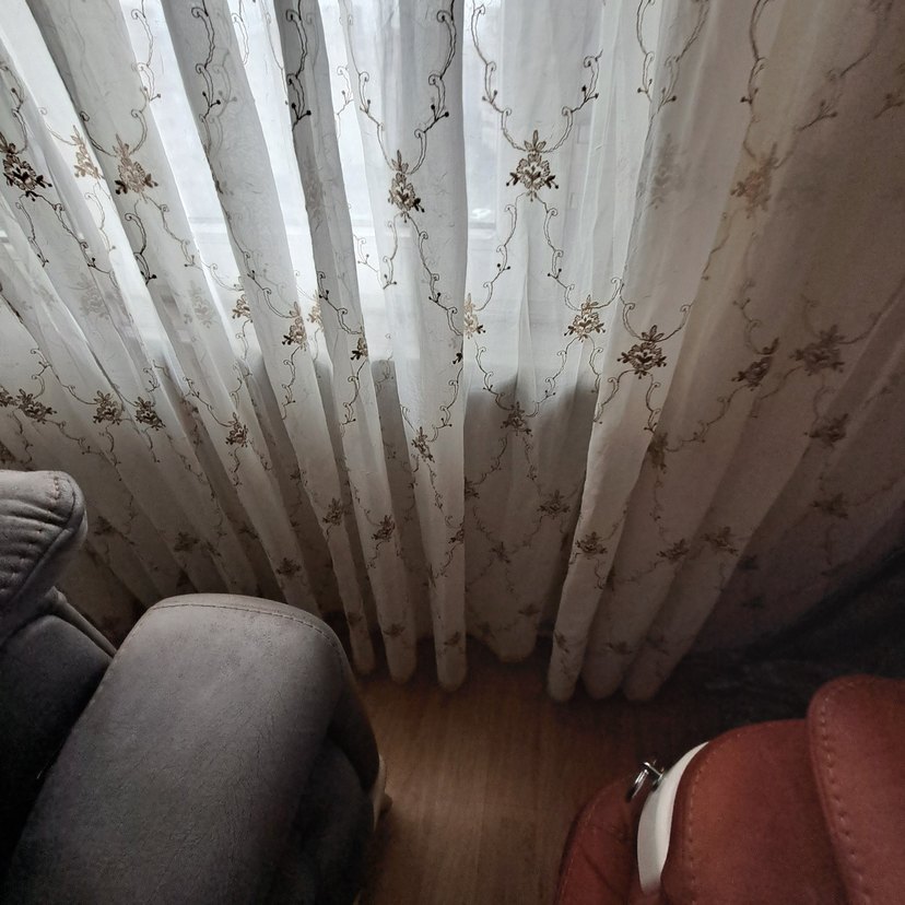 Bej Nakışlı Tül Perde - Görsel 5