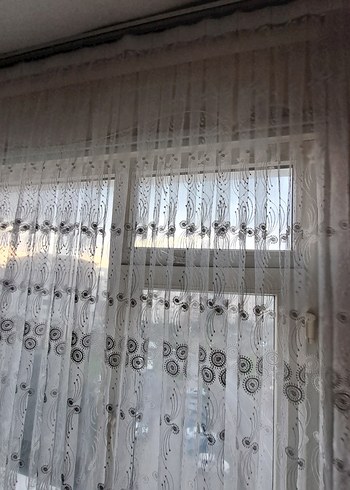 Gri İşlemeli Beyaz Tül Perde - Görsel 11