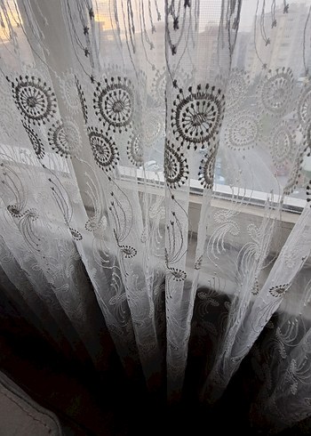 Gri İşlemeli Beyaz Tül Perde - Görsel 17