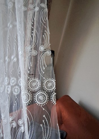 Gri İşlemeli Beyaz Tül Perde - Görsel 7