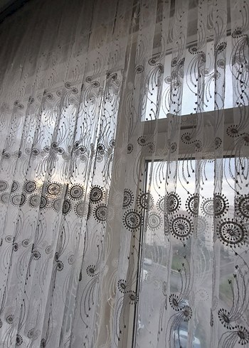 Gri İşlemeli Beyaz Tül Perde - Görsel 14