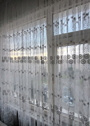 Gri İşlemeli Beyaz Tül Perde - Görsel 6