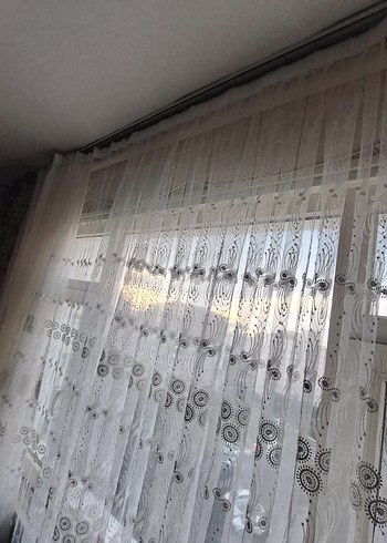 Gri İşlemeli Beyaz Tül Perde - Görsel 10