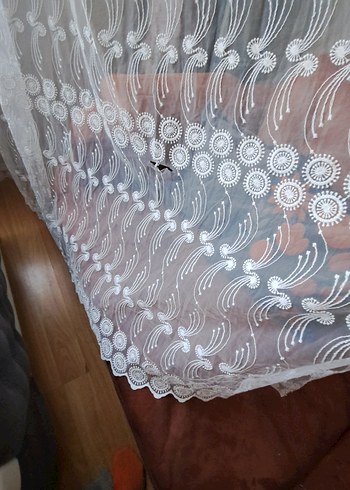 Gri İşlemeli Beyaz Tül Perde - Görsel 5